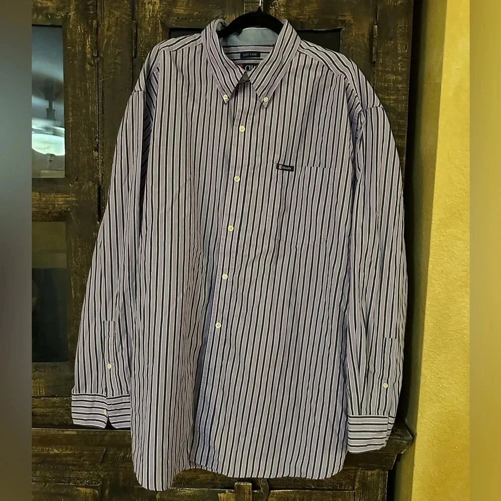 CHAPS Easy Care Mens Long Sleeve Button Down Striped Shirt MEN Size 2XB/2TG
